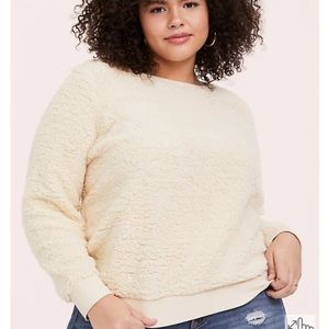 Torrid Ivory Faux Sherpa Teddy Sweatshirt